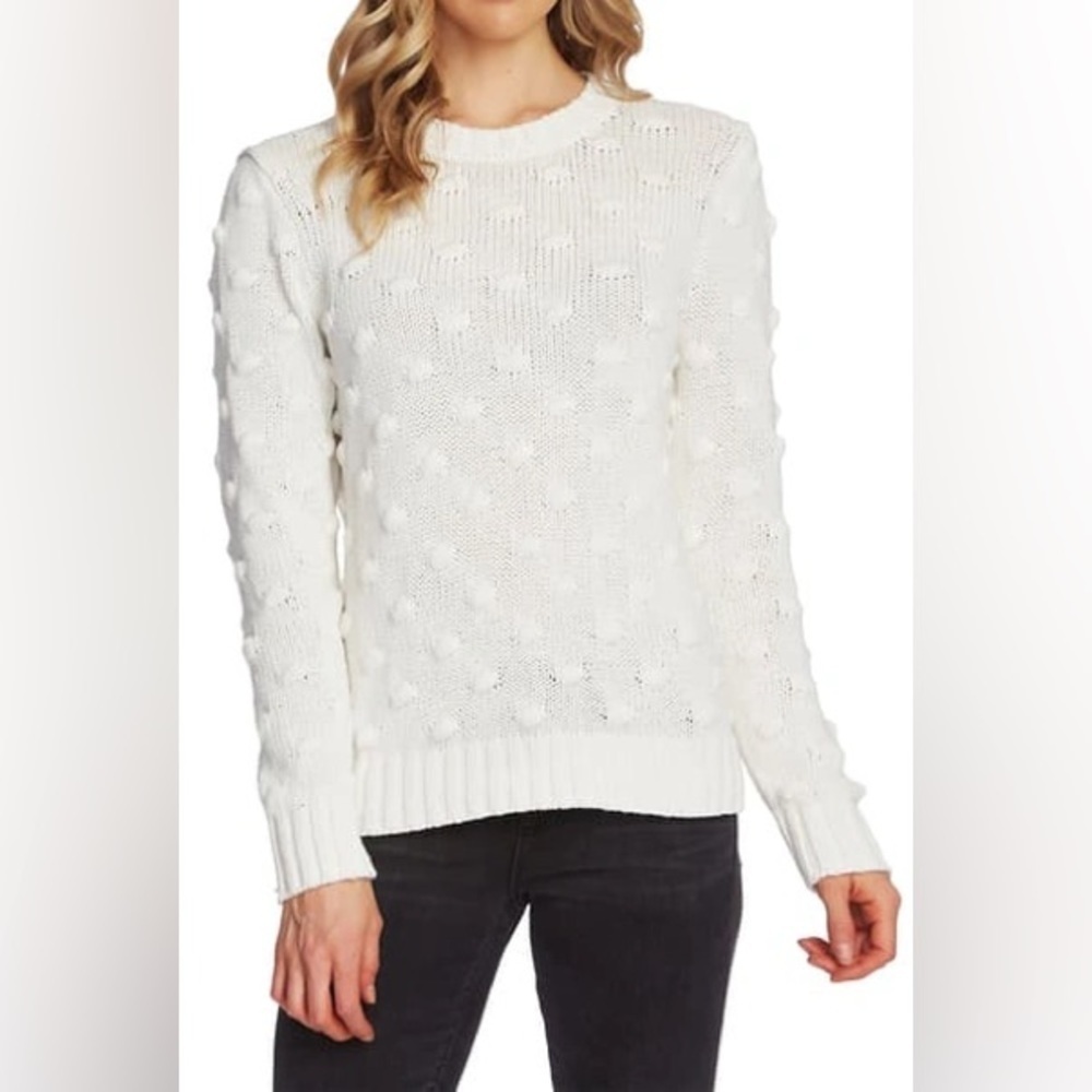 Vince Camuto Popcorn Sweater Antique White Cotton Size Large